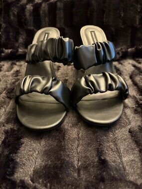 French Connection Crystal Ruched Mules